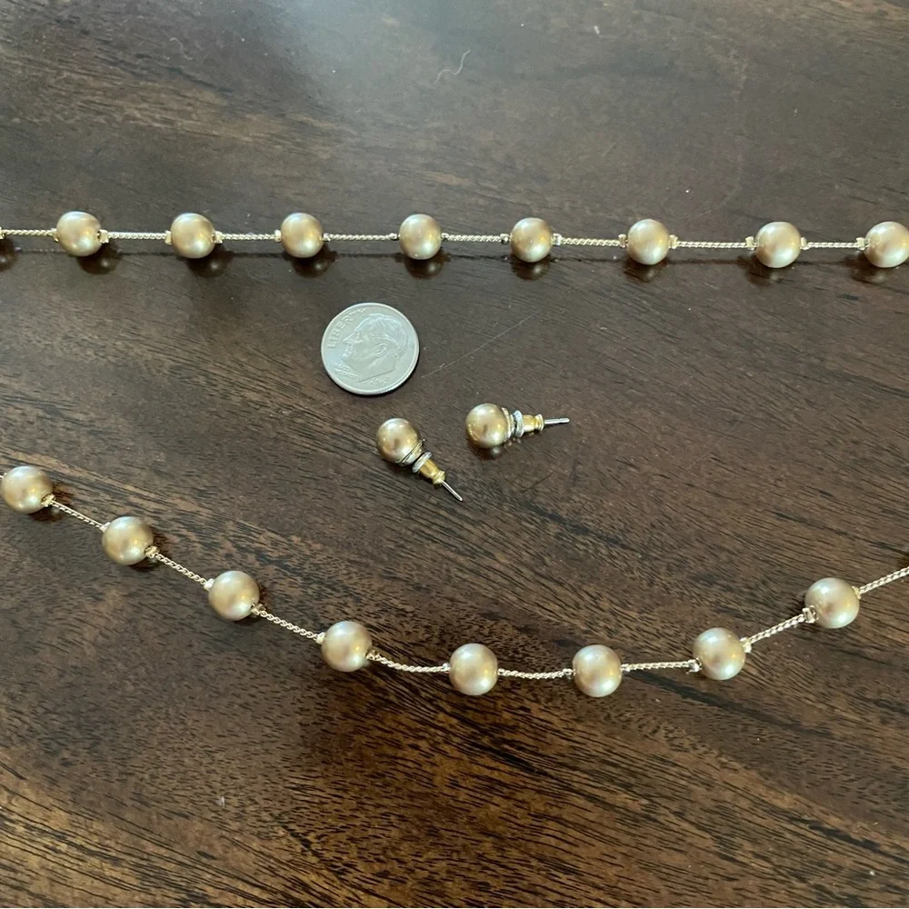 MONET PEARL DOUBLE STRAND NECKLACE W/MATCHING PEARL STUD EARRINGS - Picture 5 of 8